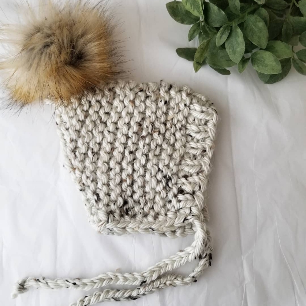 Knitted Chunky Baby Pixie Bonnet Hat - Picture 1 of 7